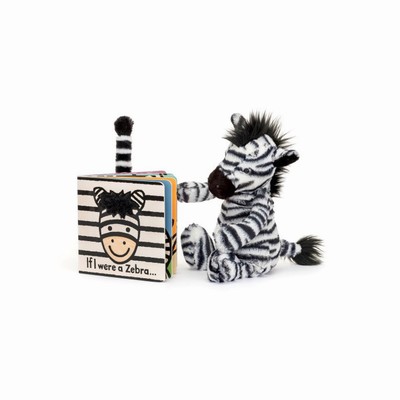 Jellycat If I Were A Zebra Board and Bashful Zebra Medium USA | 54872USRP